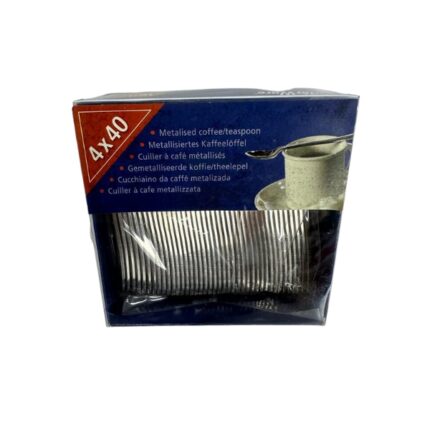 CUCHARITA CAFE PLASTICO LUXE PLATA 10'7CM P/40 UNIDADES