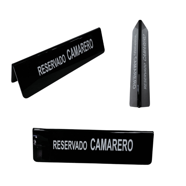 CARTEL RESERVADO CAMAREROS METACRILATO 28X8'5 REF. 2600