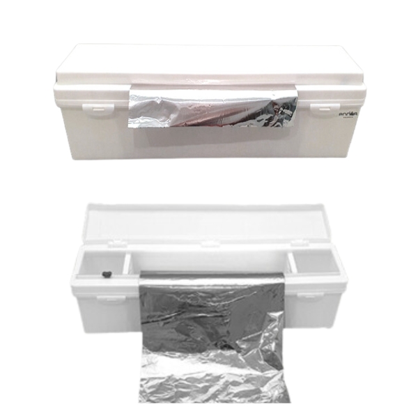 DISPENSADOR FILM Y ALUMINIO 50CM CON TAPA Y CUTER POLIPROPILENO BLANCO - Imagen 2