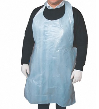 DELANTAL PLÁSTICO PET C/ PETO BLANCO P/100 UNIDADES REF. 03263