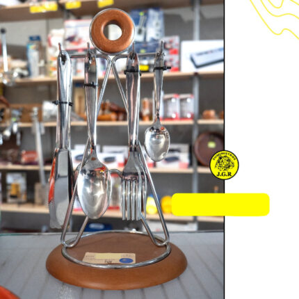 SET COLGADOR 24 CUBIERTOS SOPORTE INOX-MADERA MODELO ITALIANO