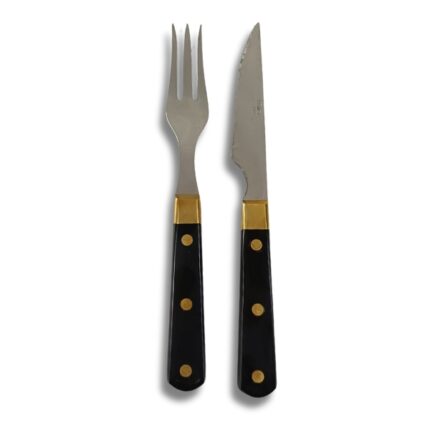 LOTE CUCHILLO CHULETERO+TENEDOR CHULETO MANGO VIROLA