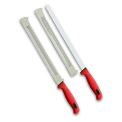 CUCHILLO JAMONERO CON ANTICORTE MANGO ROJO REF. 653701