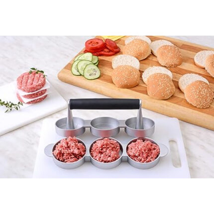 MAQUINA MINI HAMBURGUESA TRIPLE ANTIADHERENTE ALUMINIO FUNDIDO  CON AGARRADOR