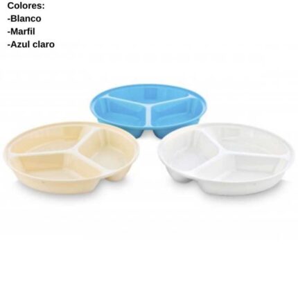 PLATO DE 3 COMPARTIMENTOS POLICARBONATO 255X40 REF. 1003025 COLOR AZUL