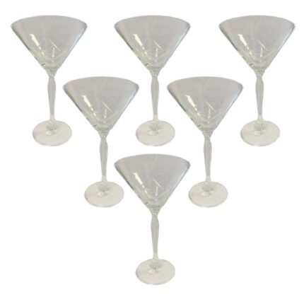 JUEGO 6 COPAS MARTINI CRISTAL BOHEMIA TALLADAS