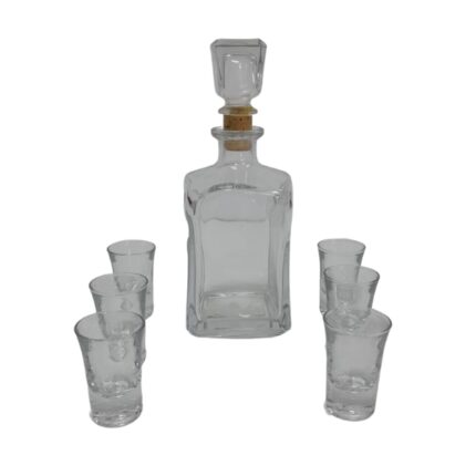 JUEGO LICOR 7 PZAS. TRANSPARENTE BOTELLA CUADRADA