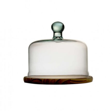 QUESERA CRISTAL 22CM CON BASE MADERA