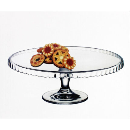 TARTERA CON PIE CRISTAL BORDES FESTONEADOS