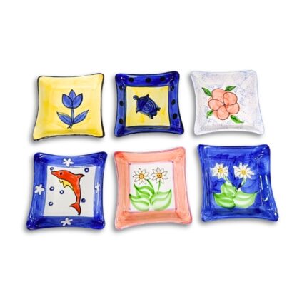 CENICERO CERAMICA CUADRADO PINTADO H2537