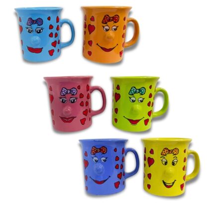 JARRA MUG CERAMICA PINTADAS CARAS SURTIDAS
