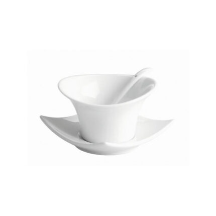 SALSERA PORCELANA CON CUCHARITA Y PLATO REF. 2429B C/6 UNIDADES
