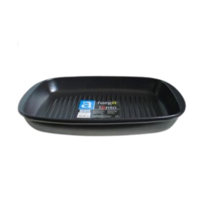 ASADOR BARRO RECTANGULAR ANTRACITA 38X24 (FUEGO LENTO)