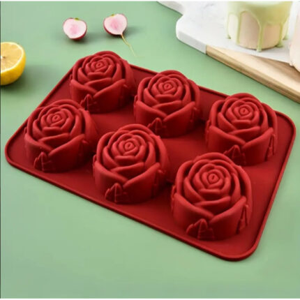 MOLDE SILICONA 6 CAVIDADES FORMA ROSAS