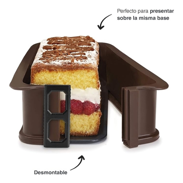 MOLDE DESMONTABLE SILICONA CAKE C/ BASE CRISTAL 26X10X7 REF. 66776