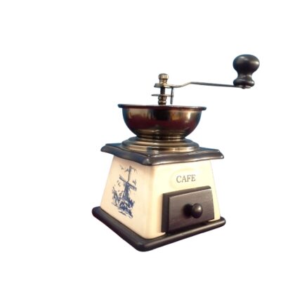 MOLINILLO CAFE METAL-CERAMICA CON CAJON DE MADERA 16X14