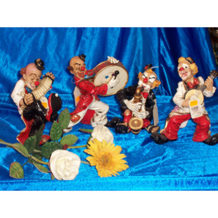 LOTE  4 MUSICOS PAYASOS POLIRESINA