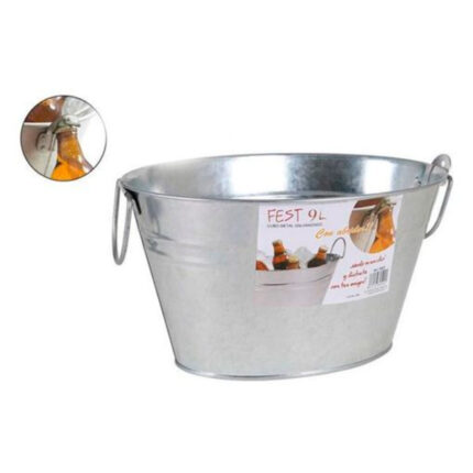 CUBO METAL OVAL GALVANIZADO CON ABRIDOR 9 L.
