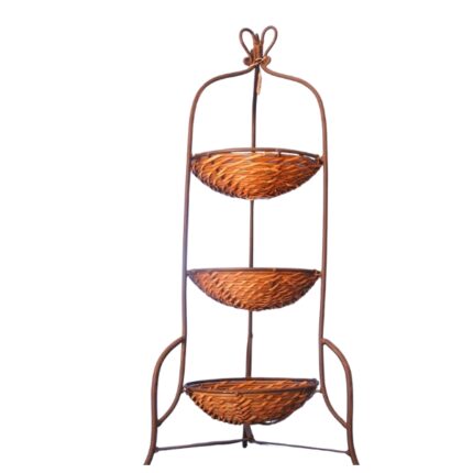 FRUTERO HIERRO CON 3 CESTOS MIMBRE 80X24