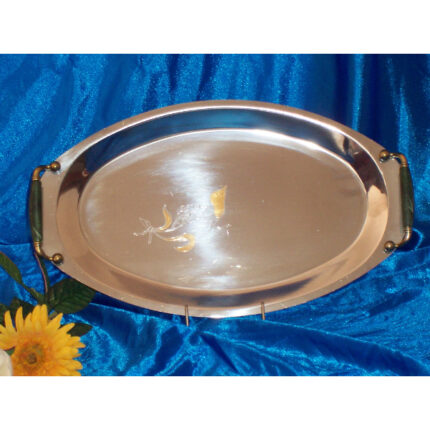 FUENTE OVAL O RECTANGULAR CON ASAS DECORADA INOX 18/10