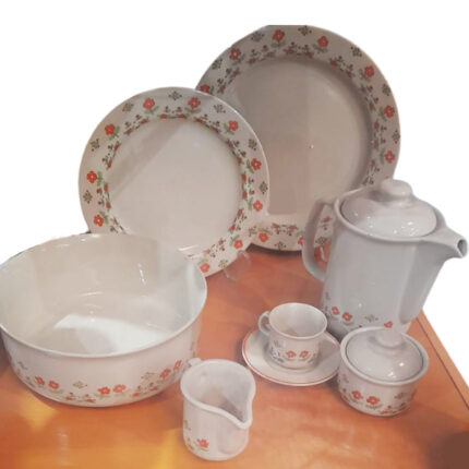 VAJILLA 26 PIEZAS + JUEGO CAFE 27 PIEZAS GRES DECORADO FLORECITAS