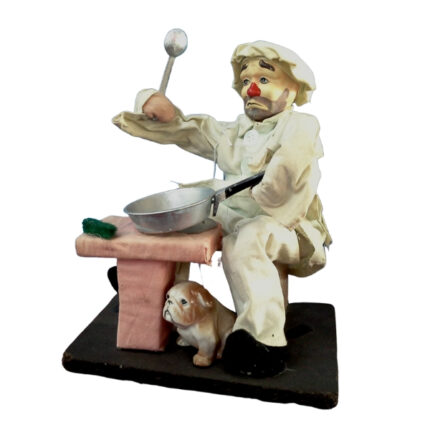 FIGURA TELA COCINERO ARTICULADO CON MASCOTA DECORACION 27x17x12