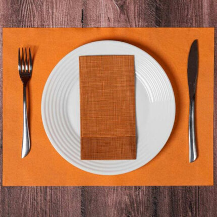 SERVILETA 40X40 NARANJA HILO NEGRO AIRLAID P/25 UNIDADES