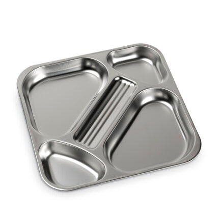 BANDEJA AUTOSERVICIO CUADRADA 33'5X33'5 INOX 5 COMPARTIMENTOS BRA BORDE VUELTO REF. A010205