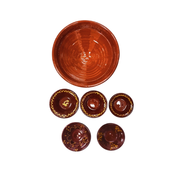 JUEGO 1+5 LEBRILLOS COCINA MARRON VITRIFICADO