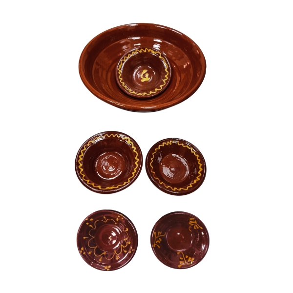 JUEGO 1+5 LEBRILLOS COCINA MARRON VITRIFICADO - Imagen 2