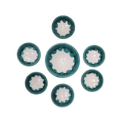 JUEGO 6+1 ENSALADERA LEBRILLOS BARRO (VERDE-BLANCO) Nº 1