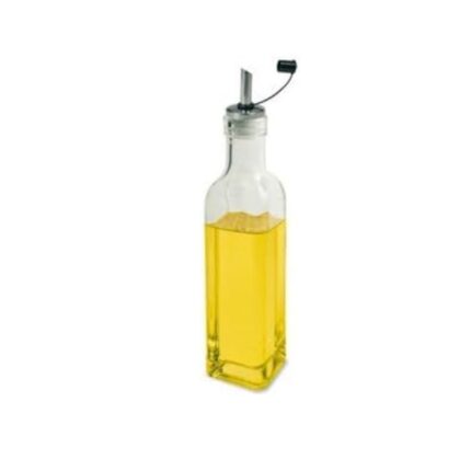 ACEITERA RECTANGULAR CRISTAL 500CC CON TAPON VERTEDOR REF. 3203