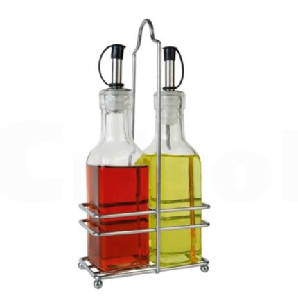 SET VINAGRERA 2 SENOS 350CL CRISTAL+ACERO INOX REF. 3207