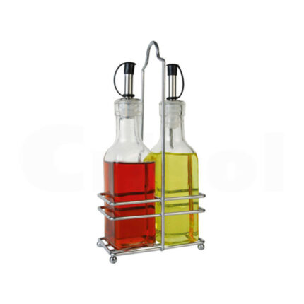SET VINAGRERA 2 SENOS 250CL CRISTAL+ACERO INOX REF. 3206