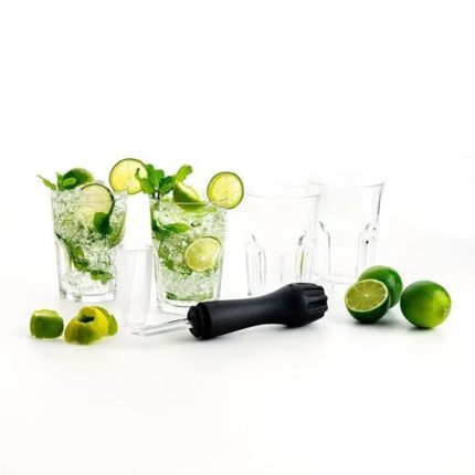 SET MOJITO 5 PIEZAS (4 VASOS+ MORTERO KOALA)