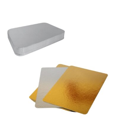 LAMINA CARTON RECTANGULAR 25X16'5 PLATA-ORO P/100 UNIDADES