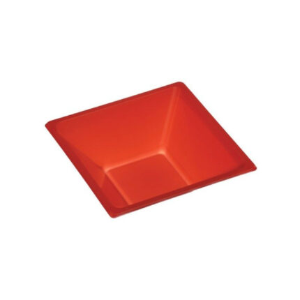 PLATO PLASTICO CUADRADO 17CM HONDO ROJO P/6 UNIDADES