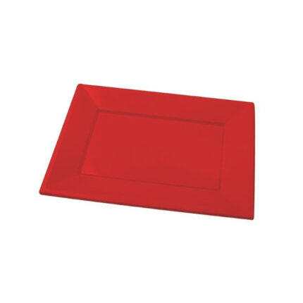 BANDEJA PLASTICO RECTANGULAR 33X22'5 ROJO P/3 UNIDADES