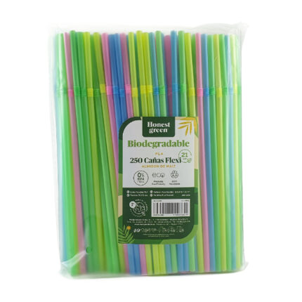 PAJILLAS FLEXIBLES BIO-MAIZ 21X0.5CM P/ 250 UNIDADES REF. 4859