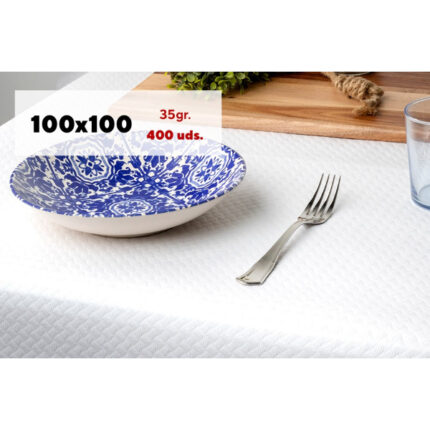 MANTEL 1ª 100X100 35GR. BLANCO C/400 HOJAS