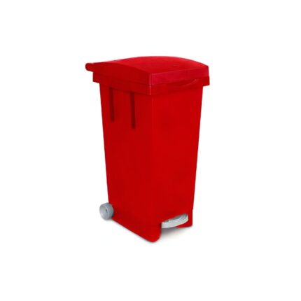 CUBO BASURA BIO 90L CON PEDAL Y RUEDAS ROJO TATA