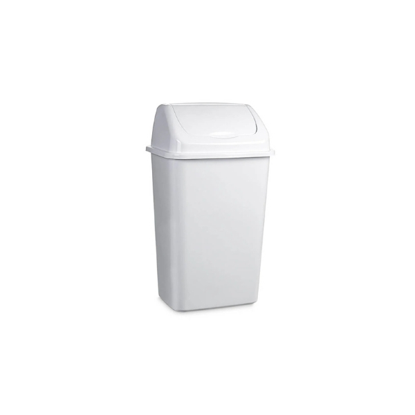 PAPELERA RECTANGULAR 60L C/TAPA BASCULANTE REF. 7081354W BLANCA