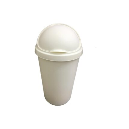 PAPELERA REDONDA 50L C/TAPA BASCULANTE REF. 7081359W BLANCA