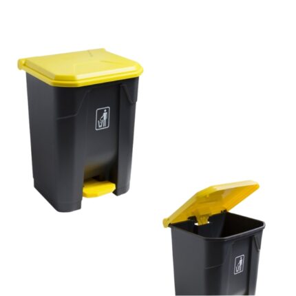 CONTENEDOR PLASTICO REFORZADO CON PEDAL 85 LITROS REF. YY-D150 (NEGRO-AMARILLO)