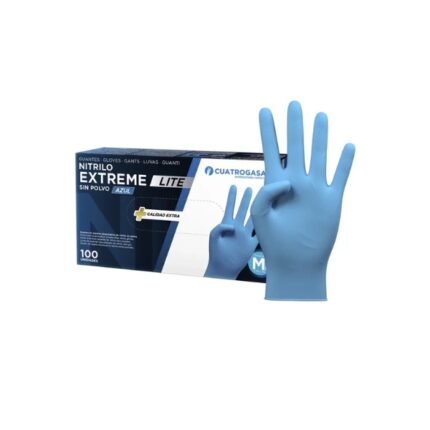 GUANTES NITRILO EXTREME LITE SIN POLVO AZUL T/MEDIANA PAQUETE 100 UNIDADES