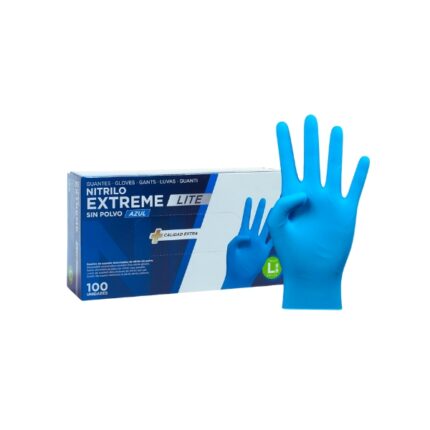 GUANTES NITRILO EXTREME LITE SIN POLVO AZUL T/L PAQUETE 100 UNIDADES