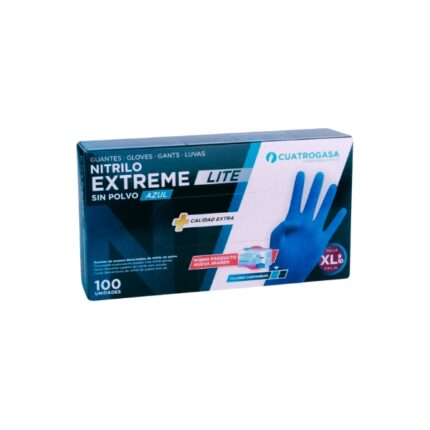 GUANTES NITRILO EXTREME LITE SIN POLVO AZUL T/XL PAQUETE 100 UNIDADES
