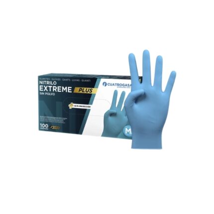 GUANTES NITRILO EXTREME PLUS SIN POLVO AZUL T/MEDIANA PAQUETE 100 UNIDADES