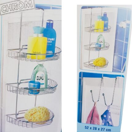 ESTANTE DE BAÑO INOXIDABLE CON PERCHA+ 3 REPISAS REF. 812808