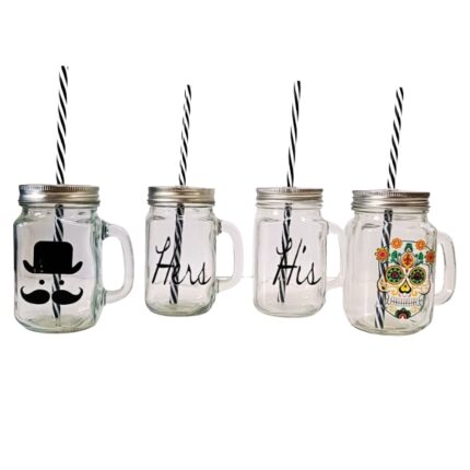 JARRA CRISTAL C/ASA Y TAPA METALICA+ PAJITA RENOVA REF. 7522030